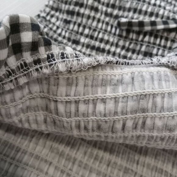Express Black and White Smocked Lace Up Stretchy Gingham Tube Top Women's Large - Picture 9 of 12